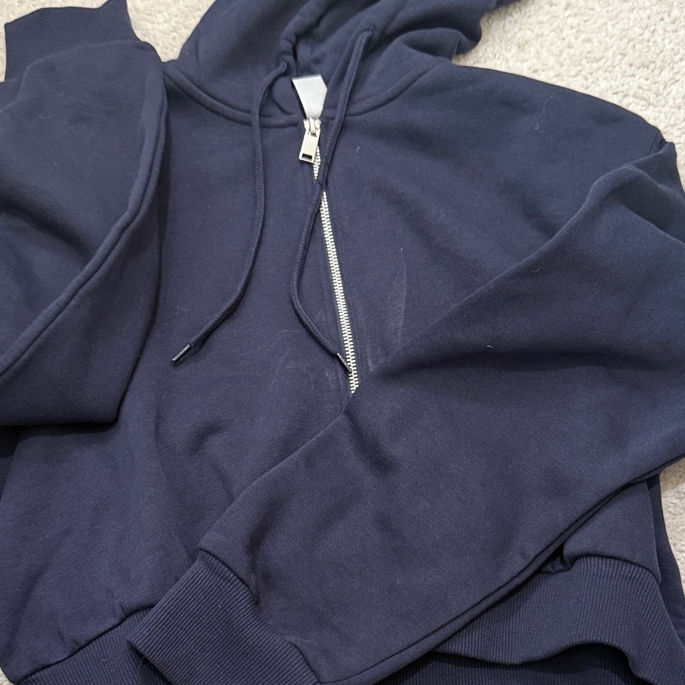 H&M Dark Blue Zip-Up Sweater (kinda cropped)